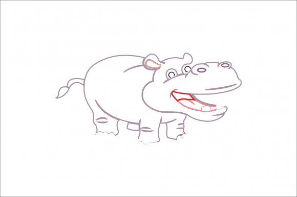 Animal Hippopotamus Cartoon Color Line: A Playful Vector Icon