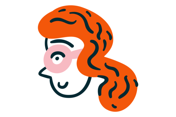 Cute Female Face Profile Doodle: A Colorful Creative Asset