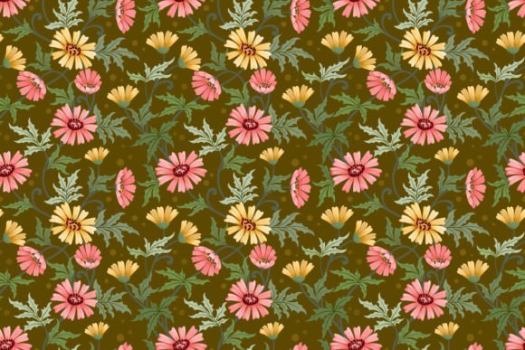 Earthy Elegance: Unlocking the Versatility of the Flowers on Brown Color Background Pattern
