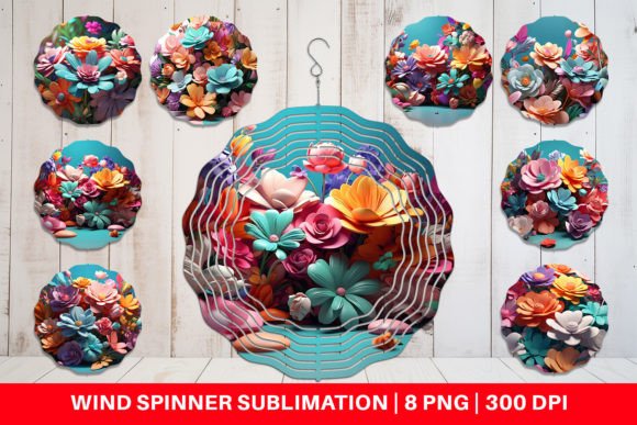 Enchanting Outdoor Decor: Wind Spinner 3D Flowers Pastel Color