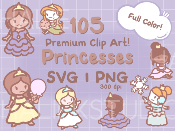 Enchanting Projects with the Cute Princesses Color Clip Art Set