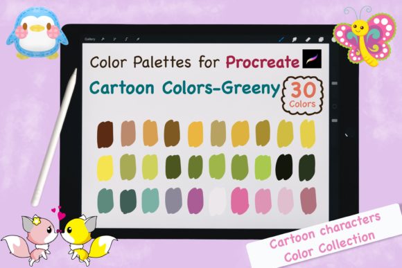 Instant Harmony: Procreate Color Palettes-Cartoon Greeny for Vibrant Art