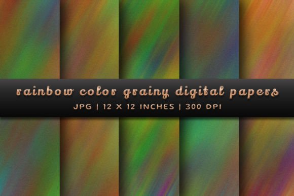 Rainbow Color Grainy Digital Papers: A Burst of Textured Vibrancy