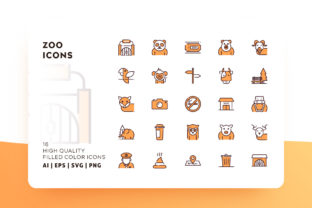 Zoo Filled Color Icon Pack: Vibrant Graphics for Every Project